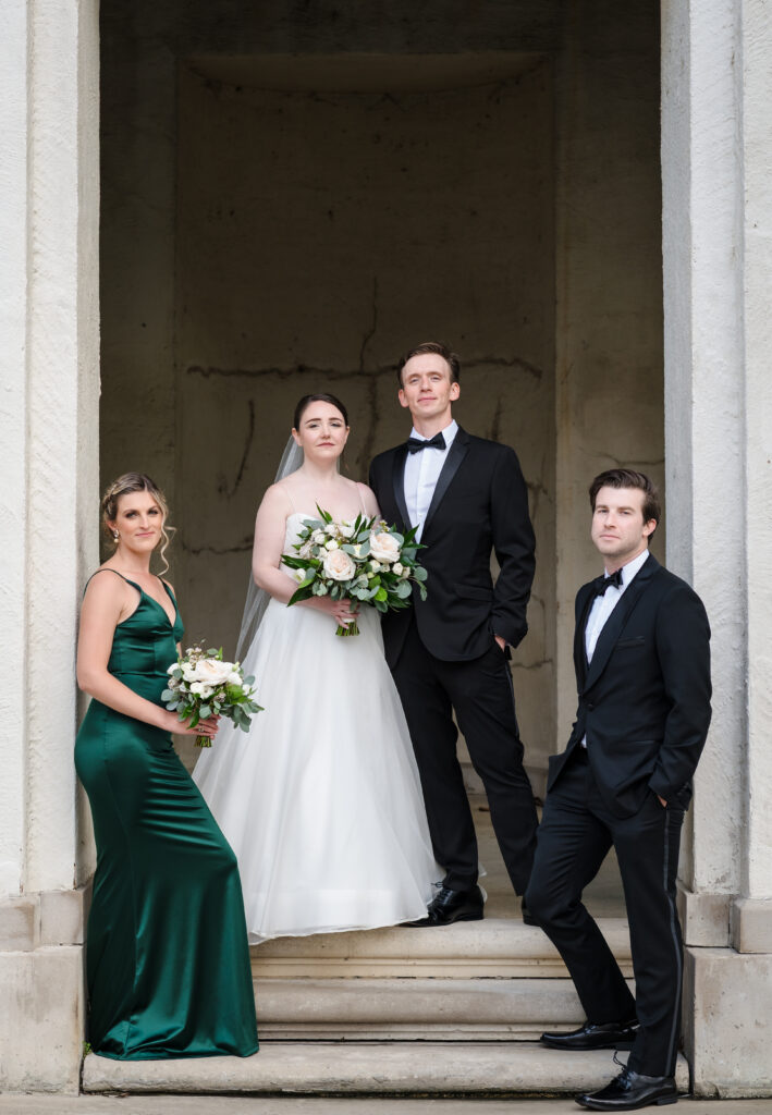 editorial bridal party portrait at historical swedish museum
