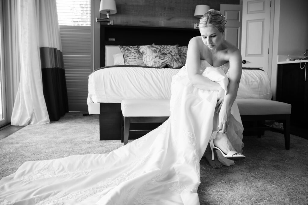 Bride getting ready at Carriage House New Hope Pennsylvania