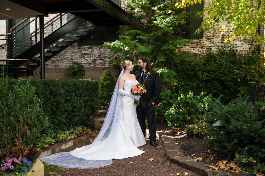 Bride and Groom Portraits at the carriage house in New Hope, PA